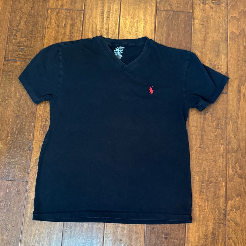 Polo by Ralph Lauren Black Tee with Red Logo. Small